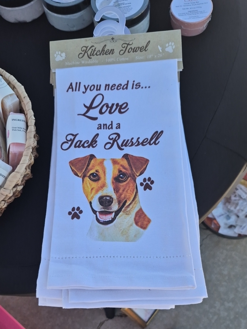 Kitchen Towel - White with Jack Russell Design